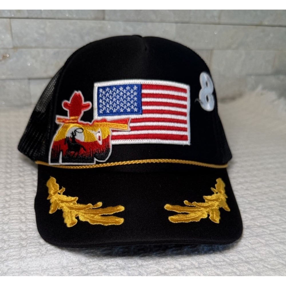 OTTO USA Flag Cowboy Rodeo Western Trucker Hat Black Rope Snapback Cap